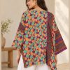Plum and Peach Geometric Reversible Kantha Top – Handmade Vintage Cotton Sari Boho Top, Free Size - Image 5