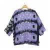 Lavender and Black Floral Striped Reversible Kantha Top – Handmade Vintage Cotton Sari Boho Top, Free Size - Image 4