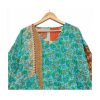 Turquoise Floral Patchwork Reversible Kantha Top – Handmade Vintage Cotton Sari Boho Top, Free Size - Image 3
