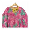 Hot Pink and Green Abstract Floral Reversible Kantha Top – Handmade Vintage Cotton Sari Boho Top, Free Size - Image 3