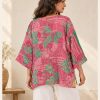 Hot Pink and Green Abstract Floral Reversible Kantha Top – Handmade Vintage Cotton Sari Boho Top, Free Size - Image 5