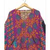 Purple and Orange Floral Reversible Kantha Top – Handmade Vintage Cotton Sari Boho Top, Free Size - Image 3
