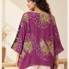 Purple and Orange Floral Reversible Kantha Top – Handmade Vintage Cotton Sari Boho Top, Free Size - Image 5