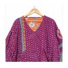 Magenta Purple Ditsy Print Patchwork Reversible Kantha Top – Handmade Vintage Cotton Sari Boho Top, Free Size - Image 3