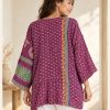 Magenta Purple Ditsy Print Patchwork Reversible Kantha Top – Handmade Vintage Cotton Sari Boho Top, Free Size - Image 5
