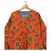Orange and Olive Paisley Reversible Kantha Top – Handmade Vintage Cotton Sari Boho Top, Free Size - Image 3