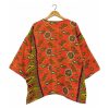 Orange and Olive Paisley Reversible Kantha Top – Handmade Vintage Cotton Sari Boho Top, Free Size - Image 4