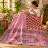 Pink Red Paisley Vintage Kantha Quilt – Hand Stitched Recycled Cotton Bedspread Throw 60x90 Inch - Image 3