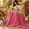 Pink Floral Vintage Kantha Quilt – Handmade Recycled Cotton Indian Bedspread Throw 60x90 Inch - Image 3