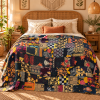 Assorted Black Patchwork Kantha Quilt 60x90 – Handmade Cotton Bedspread - Image 2