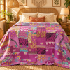 Assorted Pink & Purple Patchwork Kantha Quilt 60x90 – Handmade Cotton Bedspread - Image 2