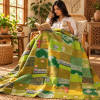 Assorted Green Patchwork Kantha Quilt 60x90 – Handmade Cotton Bedspread - Image 3