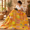 Assorted Yellow Patchwork Kantha Quilt – Handmade Vintage Cotton Boho Bedspread & Throw 60x90 Inches - Image 3