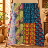 Burgundy Blue Floral Vintage Kantha Quilt – Handmade Cotton Indian Bedspread Throw 60x90 Inch - Image 5