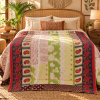 Cream Green Floral Vintage Kantha Quilt – Paisley Rose Hand Stitched Cotton Bedspread 60x90 Inch - Image 2