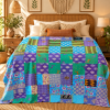 Assorted Blue Green Patchwork Kantha Quilt 60x90 – Handmade Cotton Boho Throw - Image 2