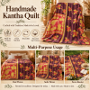 Burgundy Red Floral Paisley Vintage Kantha Quilt – Hand Stitched Cotton Bed Throw 60x90 Inch - Image 4