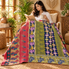 Olive Green Coral Pink Vintage Kantha Quilt – Paisley Floral Hand Stitched Cotton Throw 60x90 Inch - Image 4