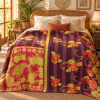 Burgundy Red Floral Paisley Vintage Kantha Quilt – Hand Stitched Cotton Bed Throw 60x90 Inch - Image 2